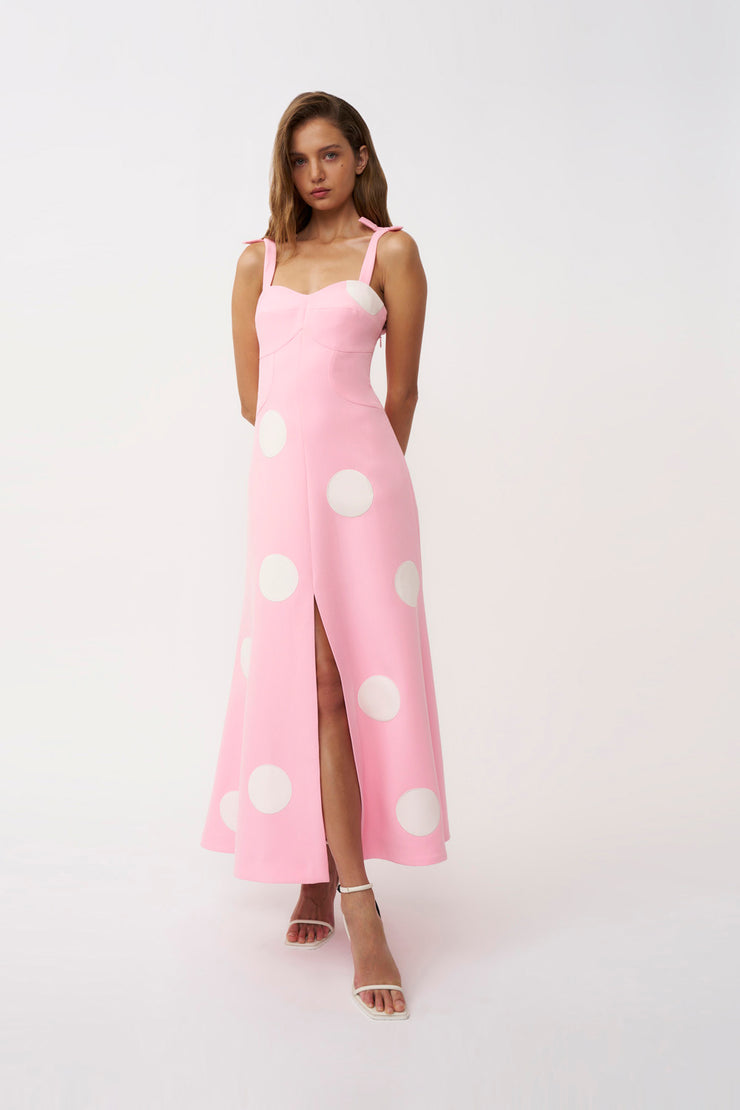 Dolcetto Spot Ankle Dress - Pink Ivory