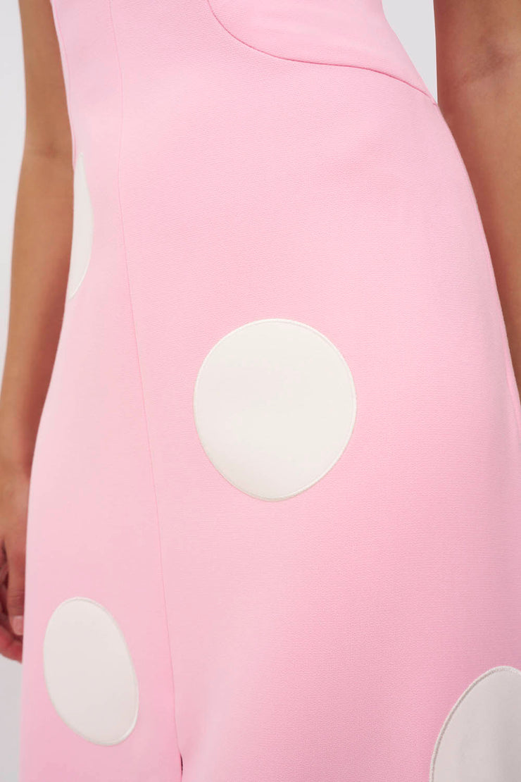 Dolcetto Spot Ankle Dress - Pink Ivory