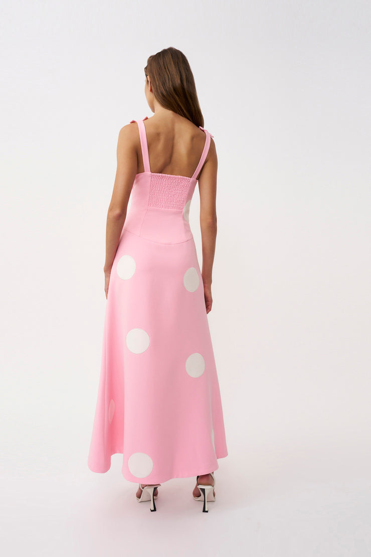 Dolcetto Spot Ankle Dress - Pink Ivory