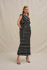 Dove Drape Polka Ankle Dress - Ivory Black