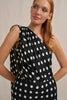 Dove Drape Polka Ankle Dress - Ivory Black