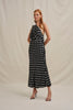 Dove Drape Polka Ankle Dress - Ivory Black