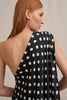Dove Drape Polka Ankle Dress - Ivory Black