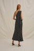 Dove Drape Polka Ankle Dress - Ivory Black