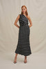 Dove Drape Polka Ankle Dress - Ivory Black