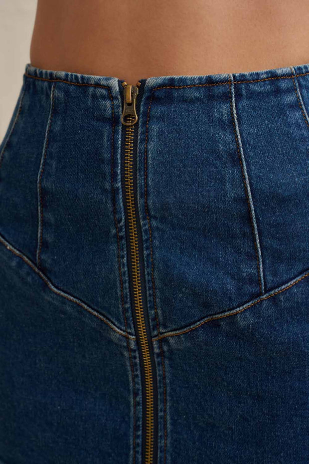 Eclipse Denim Mini Skirt - Dark Blue Denim