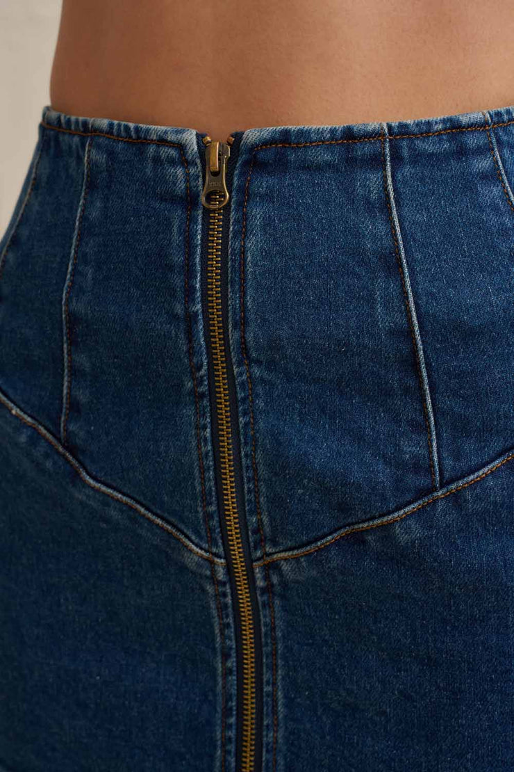 Eclipse Denim Mini Skirt - Dark Blue Denim
