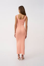 Eco Bead Knit Midi Dress- Peach