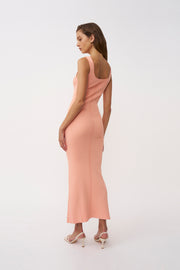 Eco Bead Knit Midi Dress- Peach