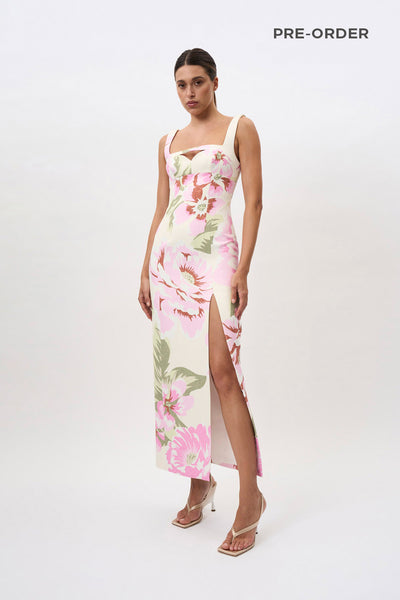 PRE ORDER - Edens Floral Square Peep Dress | Final Sale - Pink Ivory Green