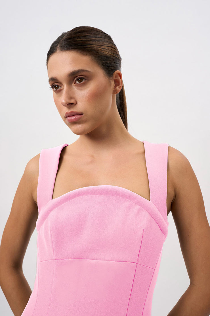 Elara Curve Structure Midi Dress | Final Sale - Pink