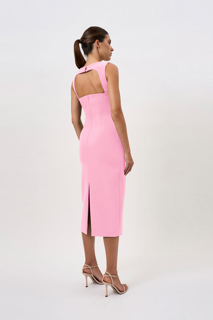 Elara Curve Structure Midi Dress | Final Sale - Pink