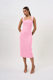 Elara Curve Structure Midi Dress | Final Sale - Pink