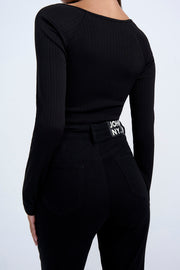 Elsie Sleeve Rib Top | Final Sale - Black