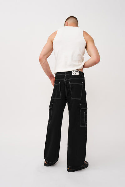 Ethan Contrast Pocket Jean - Black Ivory