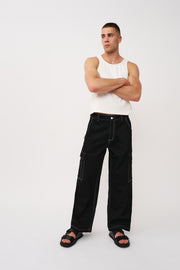 Ethan Contrast Pocket Jean - Black Ivory