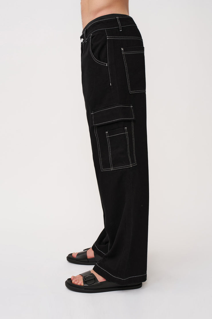 Ethan Contrast Pocket Jean | Final Sale - Black Ivory