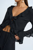 Faye Frill Sleeve Shirt - Black