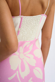 Fia Linen Floral Dress - Pink Ivory