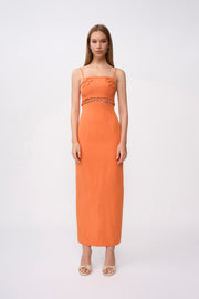 Fiamma Linen Loop Ankle Dress | Final Sale - Orange