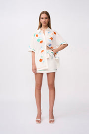 Fiori Applique Shirt - Ivory Multicolour