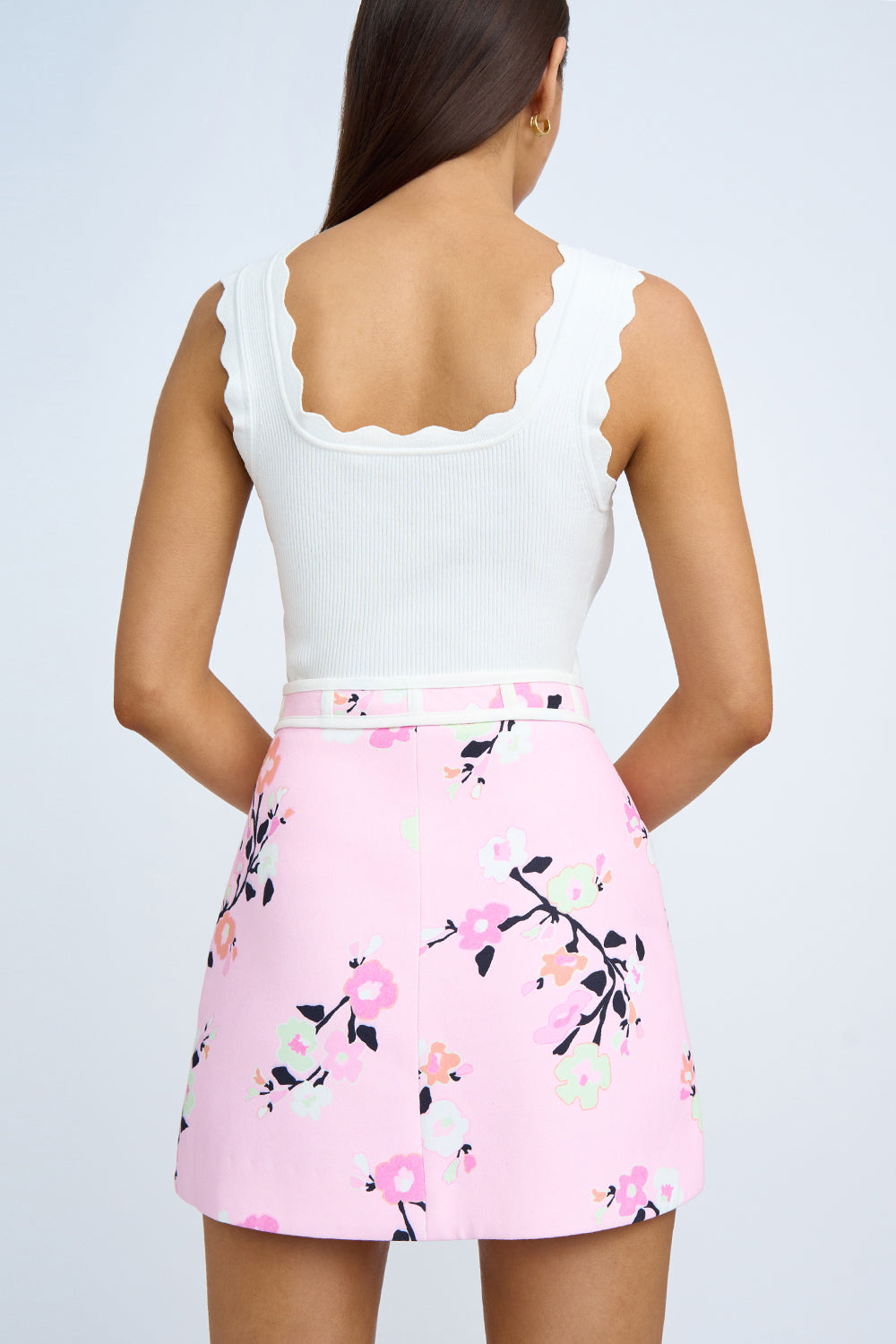 Kept Secrets Floral Mini Skirt Set (Pink)