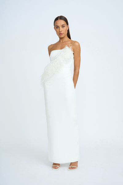 Flora Spiral Feather Gown | Final Sale - Ivory