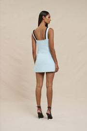 Flower Form Mini Dress - Black Blue