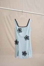 Flower Form Mini Dress - Black Blue