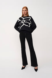 Flower Knit Sweater - Black Ivory