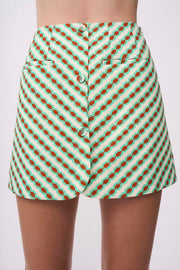 Geo Stripe Mini Skirt - Green Brown Multi