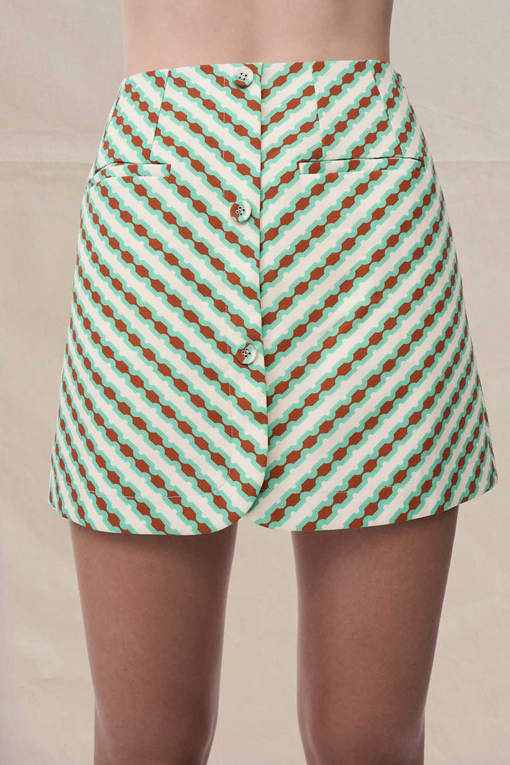 Geo Stripe Mini Skirt | Final Sale - Brown Green