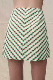 Geo Stripe Mini Skirt | Final Sale - Brown Green