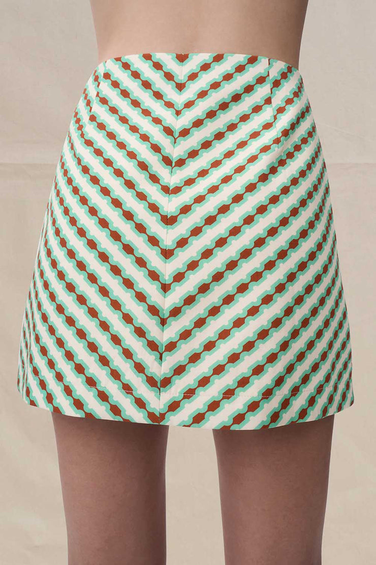 Geo Stripe Mini Skirt | Final Sale - Brown Green