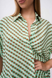 Geo Stripe Shirt - Green Brown Multi