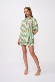 Geo Stripe Shirt - Green Brown Multi