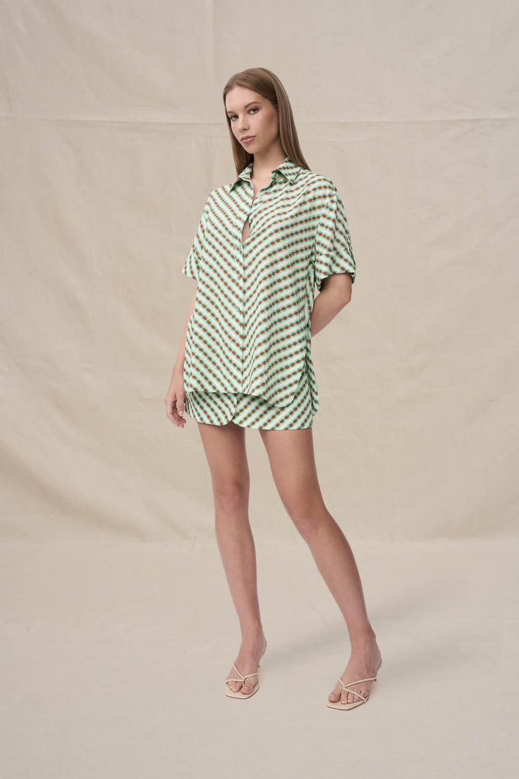 Geo Stripe Shirt | Final Sale - Brown Green