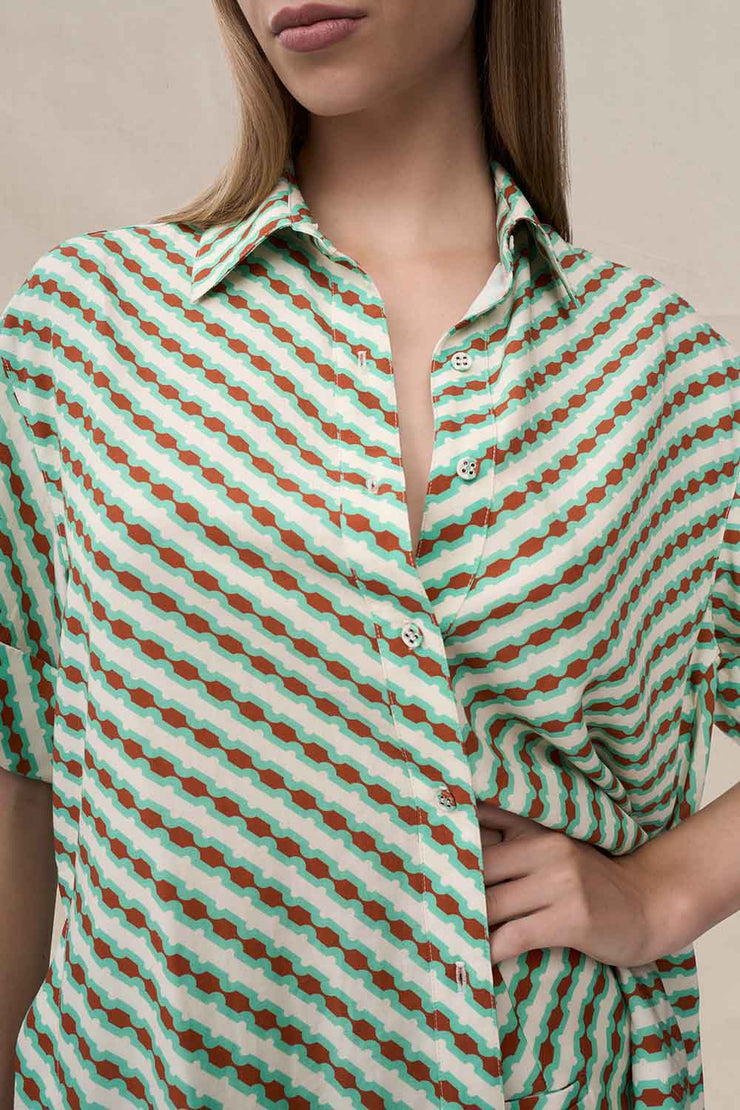 Geo Stripe Shirt | Final Sale - Brown Green