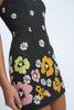 Golden Floral Linen Mini Dress - Black Multi Floral