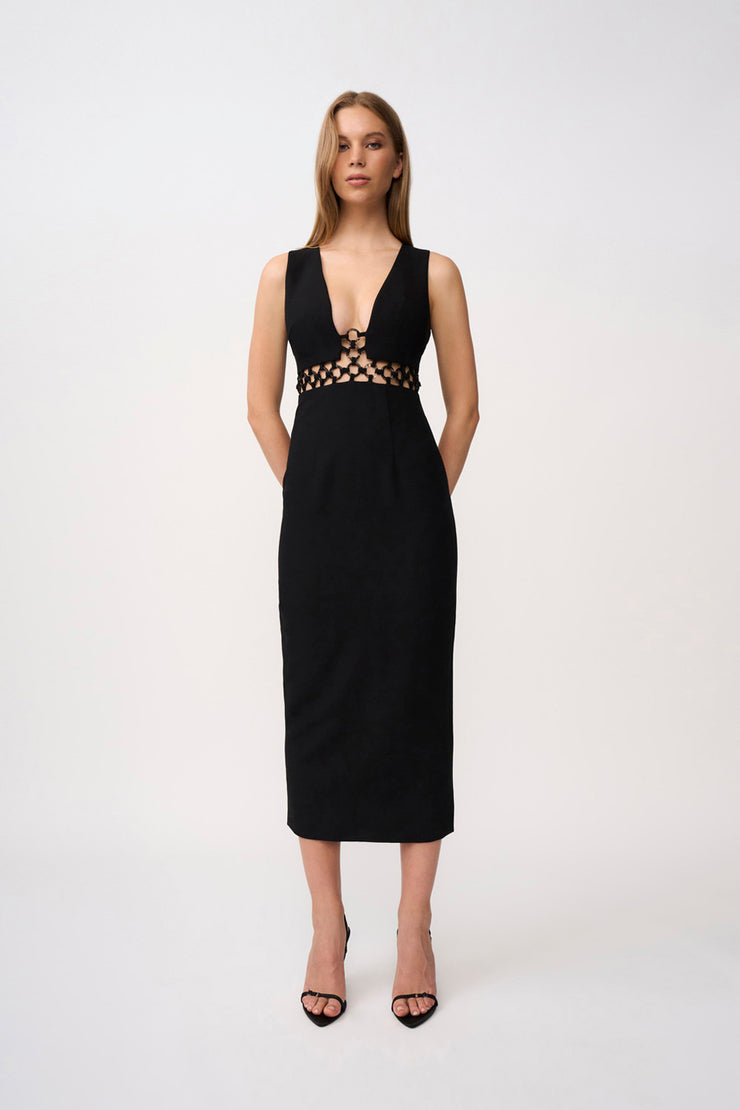 Grazia Ring Trim Ankle Dress - Black