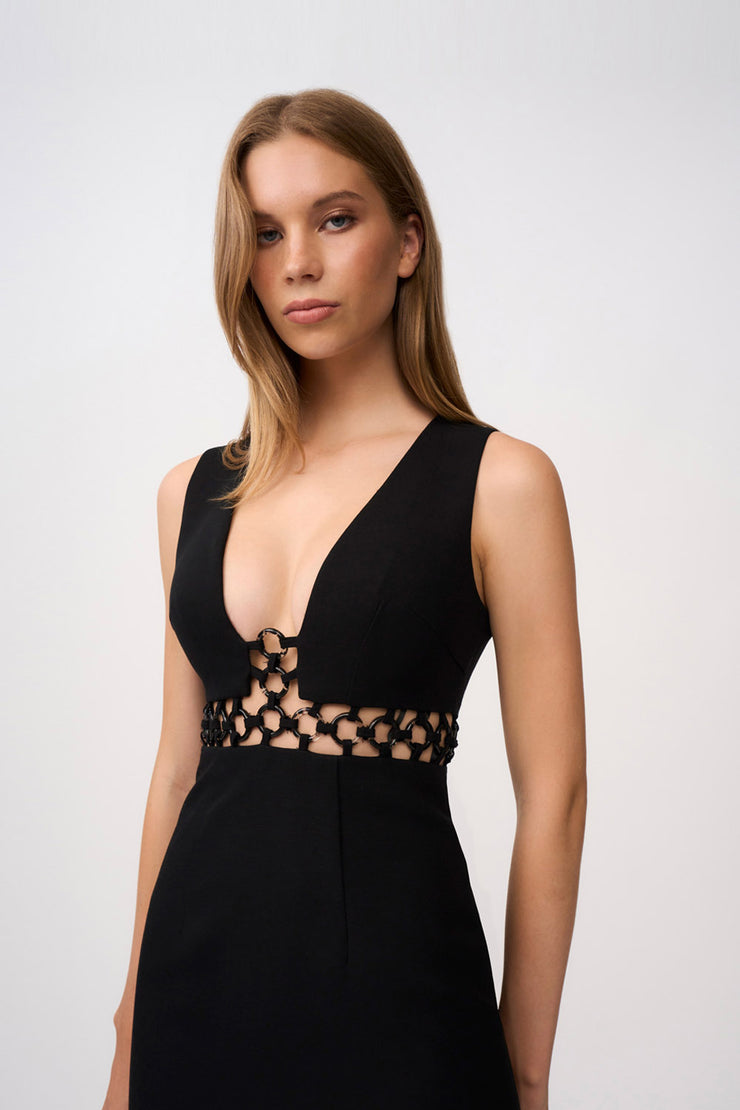 Grazia Ring Trim Ankle Dress - Black