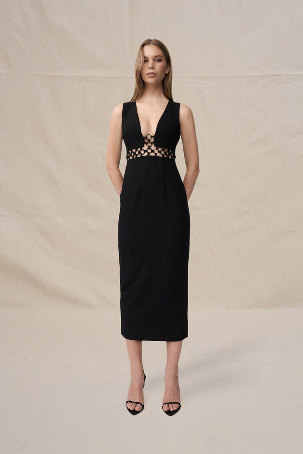 Grazia Ring Trim Ankle Dress - Black