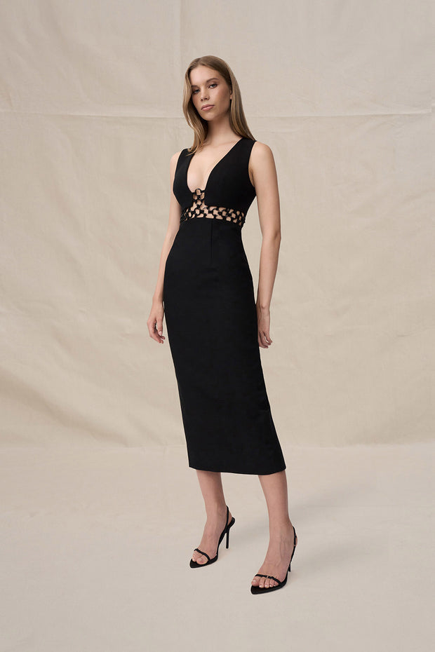 Grazia Ring Trim Ankle Dress - Black