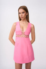 Grazia Ring Trim Mini Dress - Pink