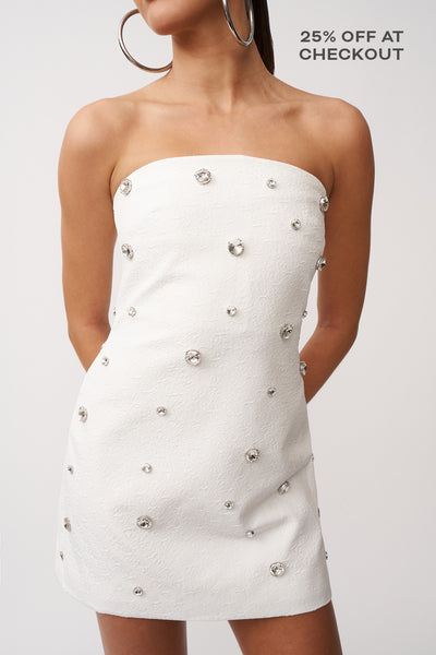 Grace Confetti Strapless Mini Dress - Ivory