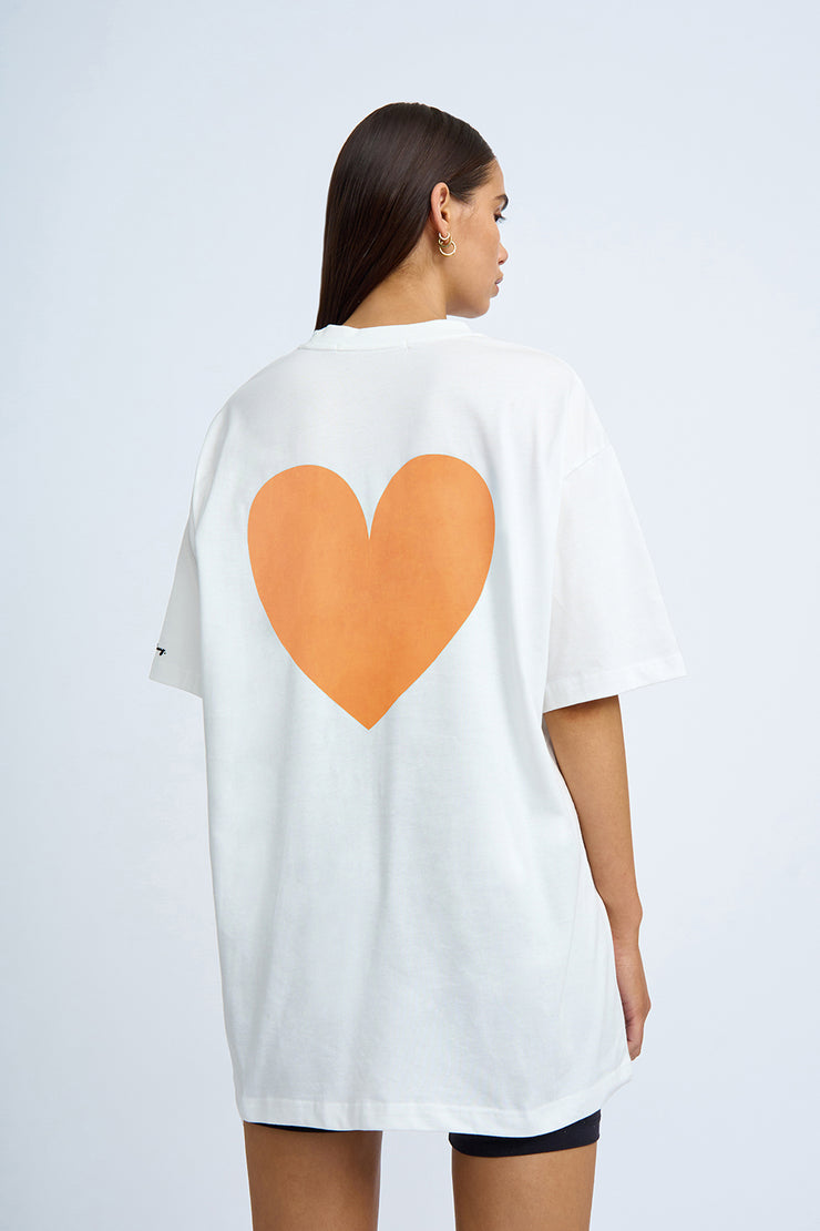 Heart Back Tee - Ivory Orange