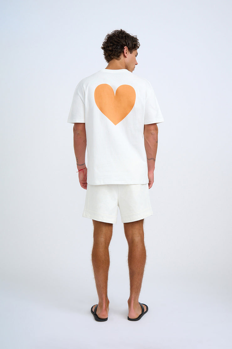 Heart Back Tee - Ivory Orange