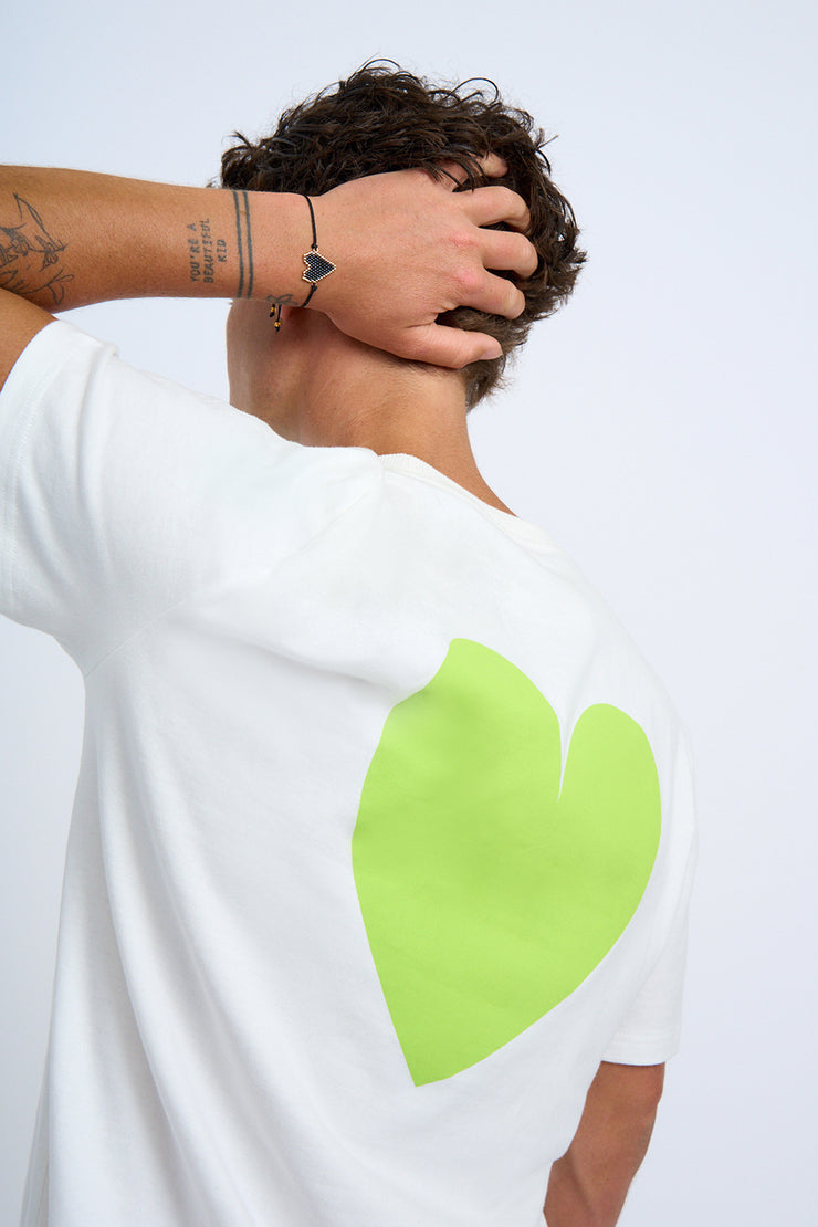 Heart Back Tee - Ivory Lime