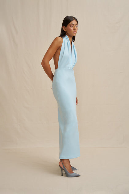 Imogen Blue Halter Dress | BY JOHNNY.
