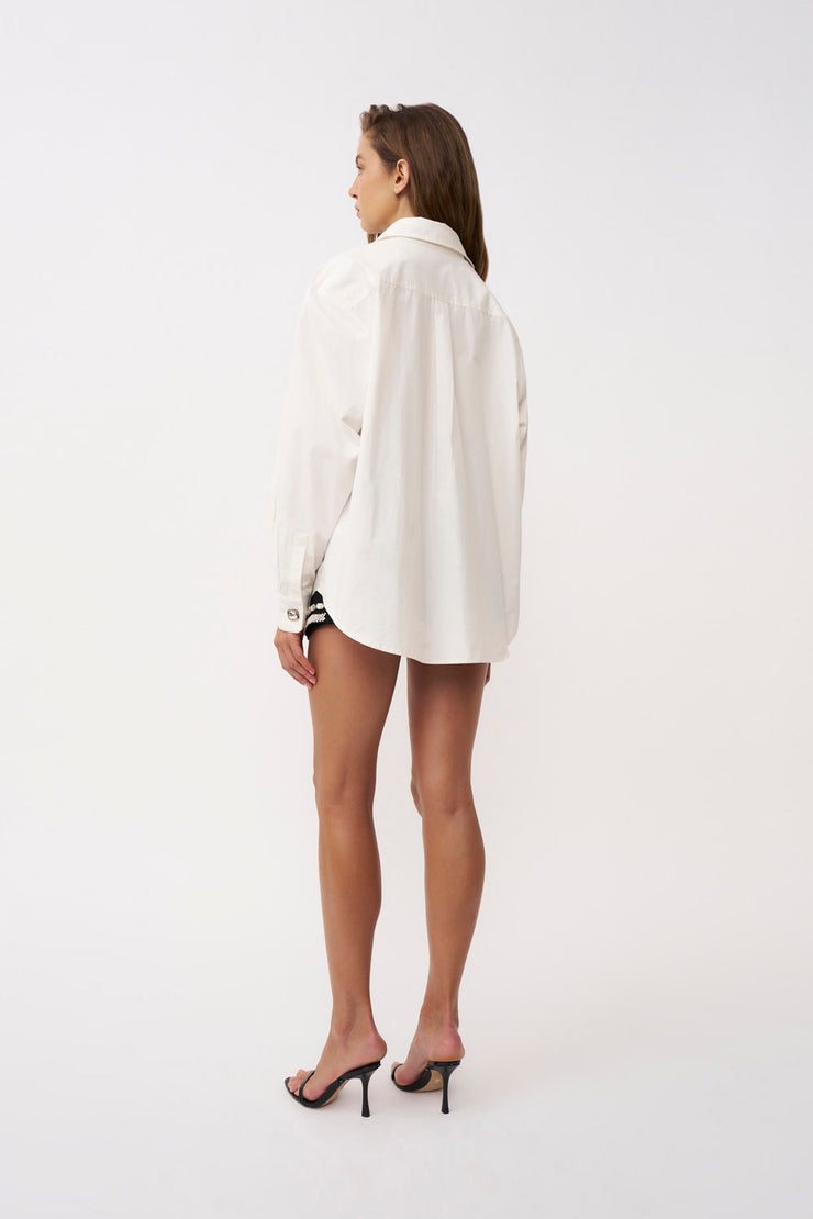 Jewel Button Shirt - Ivory